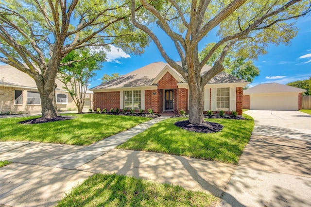 12507 Antean Way Ct, Houston, TX 77065 - ranch-style house featuring brick siding, a front yard, and a garage