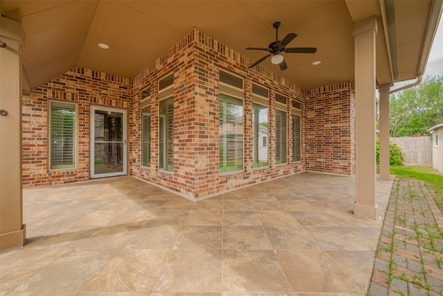 view of patio / terrace featuring ceiling fan