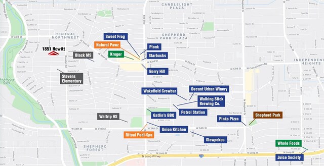 1827 Chantilly Ln, Houston, TX 77018 - map of property / related area