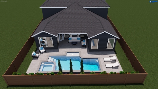 1827 Chantilly Ln, Houston, TX 77018 - view of pool with a patio area, an outdoor hangout area, and a fenced backyard
