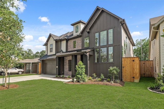 1827 Chantilly Ln, Houston, TX 77018 - view of front facade featuring board and batten siding, a garage, driveway, and a gate
