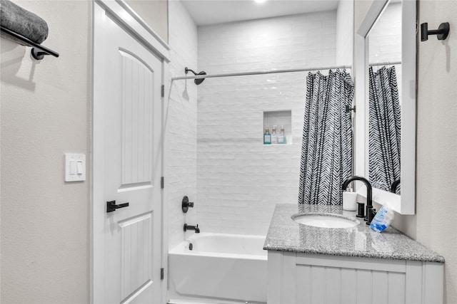 1079 Cedar Ln, Gilchrist, TX 77617 - bathroom with shower / bathtub combination with curtain and vanity