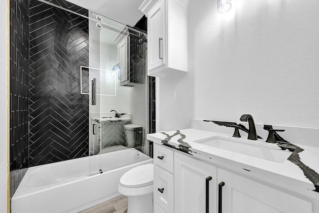 116 York St, South Houston, TX 77587 - full bathroom featuring toilet, shower / bath combination with glass door, and vanity