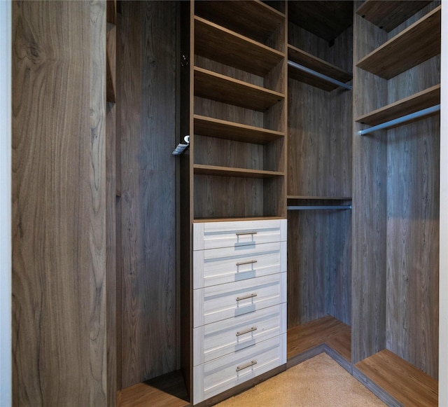 walk in closet featuring carpet