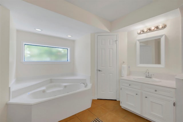2810 Cottonwood Dr, Katy, TX 77493 - full bathroom featuring tile patterned flooring, a bath, and vanity