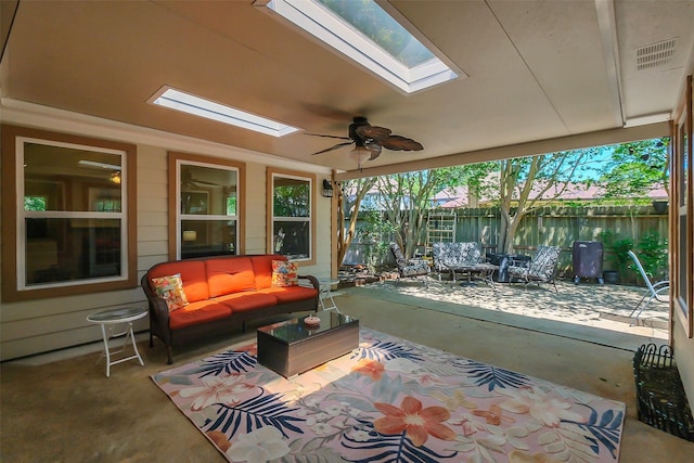2810 Cottonwood Dr, Katy, TX 77493 - view of patio featuring fence, an outdoor hangout area, and ceiling fan