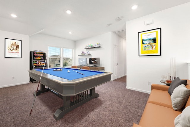 6223 Milbridge Creek Ln, Katy, TX 77493 - playroom featuring carpet floors, baseboards, recessed lighting, and billiards table