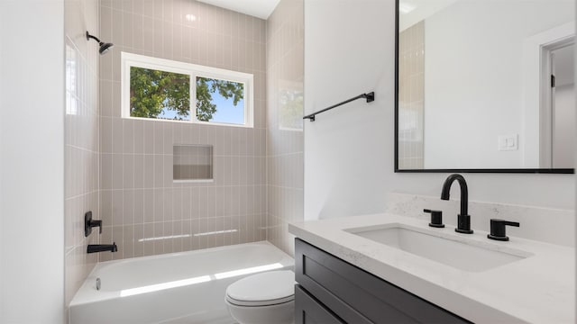 7229 Tierwester St, Houston, TX 77021 - bathroom with toilet, tub / shower combination, and vanity