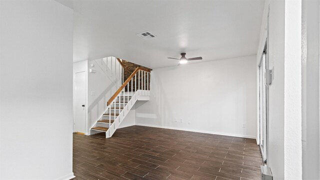 2139 E Settlers Way, The Woodlands, TX 77380 - interior space featuring dark wood finished floors, baseboards, stairs, and ceiling fan