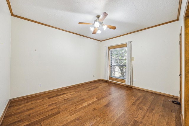 15706 Pinewood Cove Dr, Houston, TX 77062 - unfurnished room featuring wood finished floors, crown molding, a textured ceiling, a ceiling fan, and baseboards