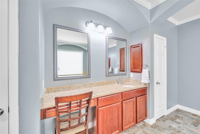 24628 Hosford Meadows Dr, Porter, TX 77365 - bathroom featuring vanity, baseboards, and crown molding