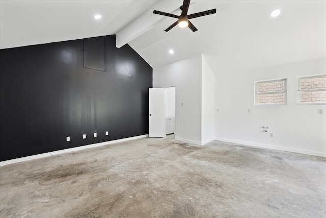 924 E 27th St, Houston, TX 77009 - additional living space with a ceiling fan, unfinished concrete flooring, baseboards, and recessed lighting
