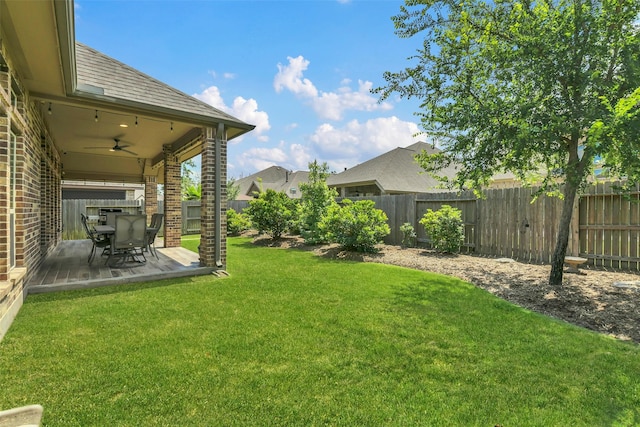 16819 Big Reed Dr, Humble, TX 77346 - view of yard with ceiling fan and a patio area