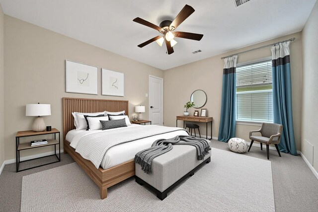 6514 Bella Meda Ln, Katy, TX 77494 - bedroom with light carpet, baseboards, and ceiling fan