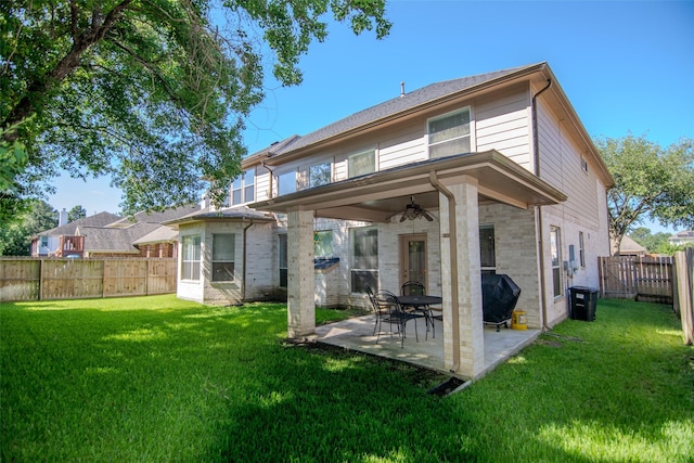 20018 Rene Creek Ct, Spring, TX 77388 - back of house with ceiling fan, a patio area, and brick siding