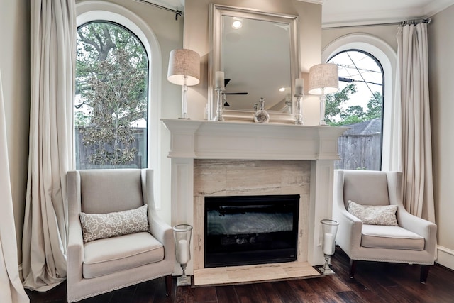 6206 Terwilliger Way, Houston, TX 77057 - living area with wood finished floors, a high end fireplace, and healthy amount of natural light