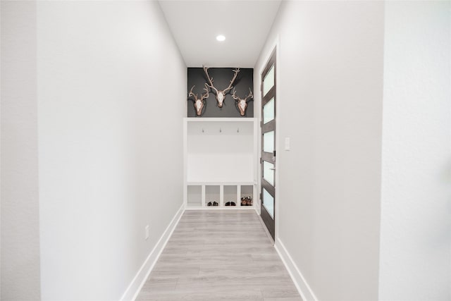 12422 Texas Army Trl, Cypress, TX 77429 - mudroom featuring baseboards, recessed lighting, and light wood-style floors