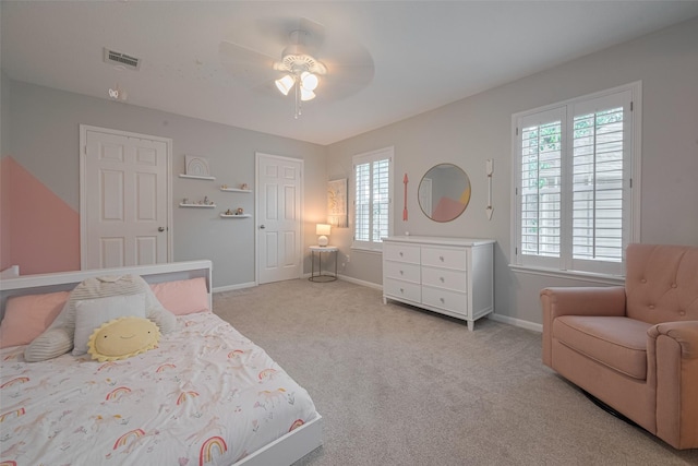 12438 Piping Rock Dr, Houston, TX 77077 - bedroom featuring carpet, baseboards, and a ceiling fan