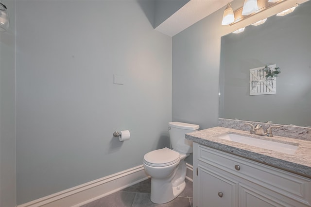 12438 Piping Rock Dr, Houston, TX 77077 - half bathroom with toilet, vanity, and tile patterned flooring
