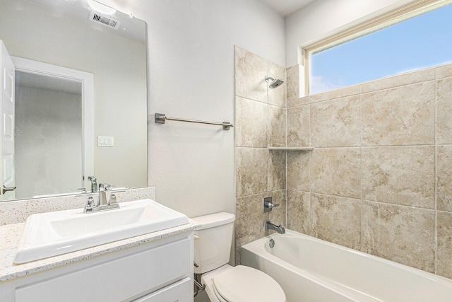 28622 Mountain Timber Ct, Fulshear, TX 77441 - bathroom with vanity, toilet, and washtub / shower combination