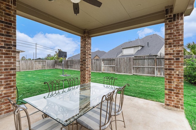 28622 Mountain Timber Ct, Fulshear, TX 77441 - view of patio with outdoor dining space and a ceiling fan
