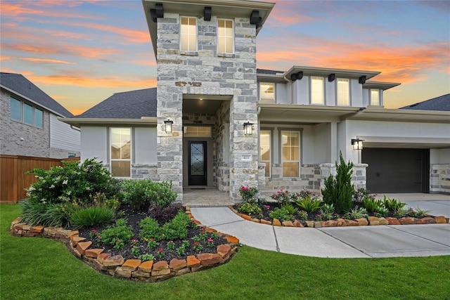 413 Stratus View Ct, Katy, TX 77493 - view of front facade featuring stucco siding, stone siding, and concrete driveway