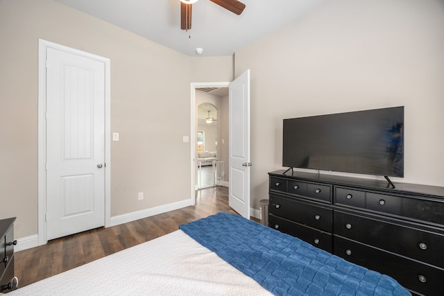 26579 Pin Oak Dr, Hempstead, TX 77445 - bedroom with wood finished floors, baseboards, and ceiling fan