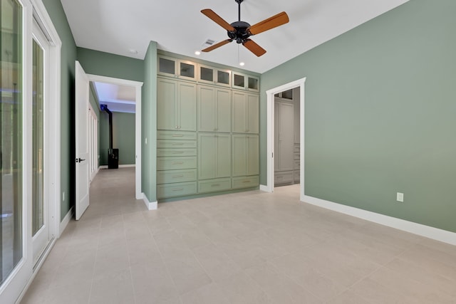 777 S Cape Royale Dr, Coldspring, TX 77331 - unfurnished bedroom with baseboards, recessed lighting, a ceiling fan, and a closet
