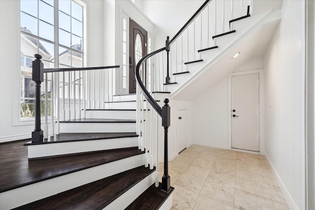 3007 Sackett St, Houston, TX 77098 - entrance foyer featuring stairway and baseboards
