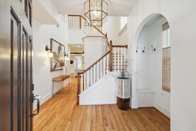 1010 Cortlandt St, Houston, TX 77008 - foyer entrance with stairway, wood finished floors, and baseboards