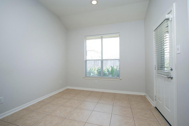 2414 Hannover Valley Ct, Spring, TX 77388 - spare room with light tile patterned flooring, vaulted ceiling, baseboards, and recessed lighting
