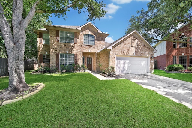 16655 Millridge Ln, Houston, TX 77095 - traditional home with an attached garage, brick siding, and driveway