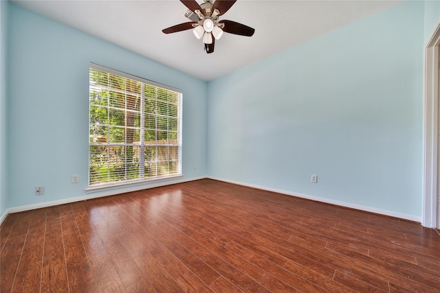 16655 Millridge Ln, Houston, TX 77095 - empty room with dark wood-type flooring, baseboards, and ceiling fan