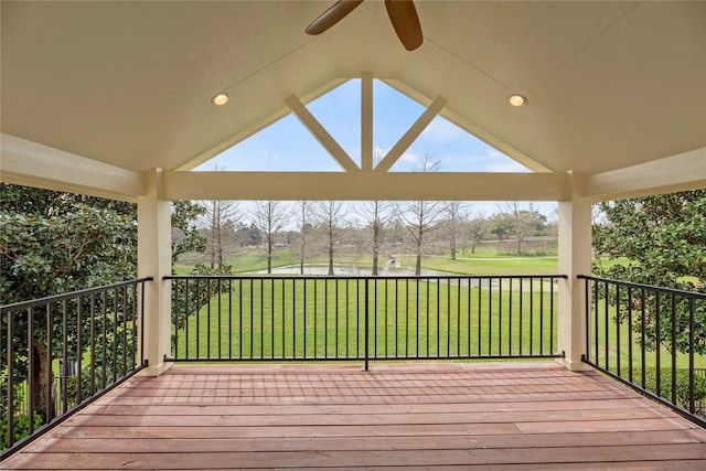 3427 Powell Way, Missouri City, TX 77459 - wooden deck with a ceiling fan and a yard