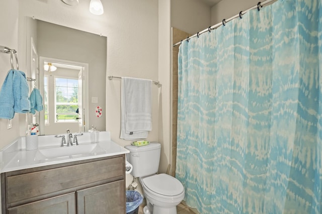 22078 Sun Haven Ln, Porter, TX 77365 - bathroom featuring toilet, vanity, and a shower with curtain