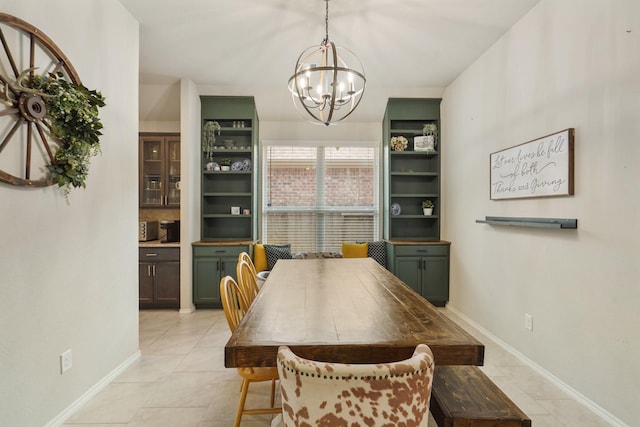 22078 Sun Haven Ln, Porter, TX 77365 - dining space with a chandelier, light tile patterned floors, and baseboards
