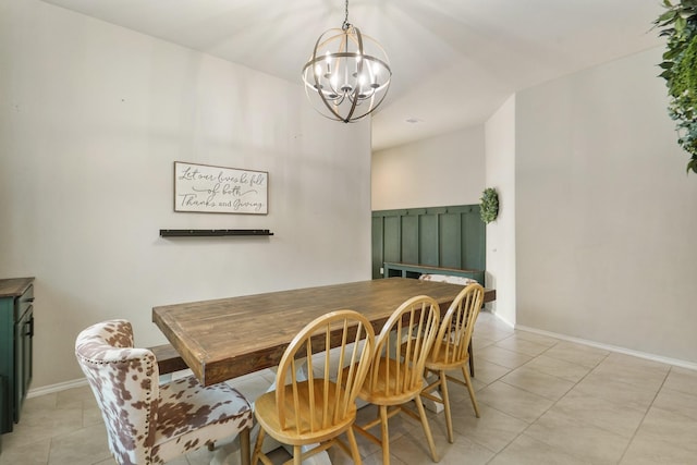 22078 Sun Haven Ln, Porter, TX 77365 - dining area with a chandelier, light tile patterned floors, and baseboards