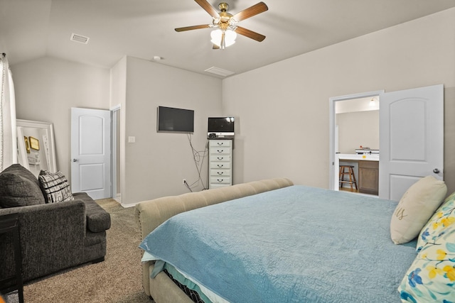 22078 Sun Haven Ln, Porter, TX 77365 - carpeted bedroom with a ceiling fan and lofted ceiling