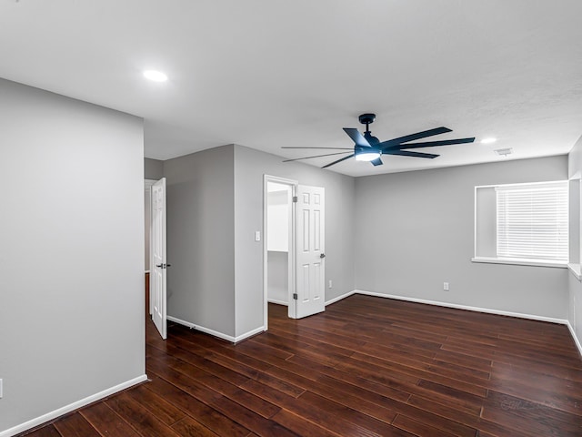 20647 Laurel Lock Dr, Katy, TX 77450 - empty room with ceiling fan, baseboards, wood finished floors, and recessed lighting