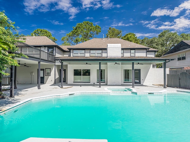 20647 Laurel Lock Dr, Katy, TX 77450 - view of pool with ceiling fan, a patio area, and a pool with connected hot tub