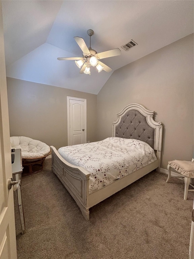 2331 Scottsdale Ct, League City, TX 77573 - carpeted bedroom featuring vaulted ceiling and ceiling fan