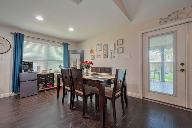 3207 Pheasant Trail Dr, Sugar Land, TX 77498 - dining space featuring baseboards, healthy amount of natural light, dark wood-type flooring, and recessed lighting