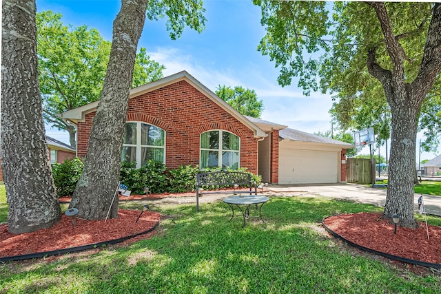 3207 Pheasant Trail Dr, Sugar Land, TX 77498 - ranch-style home with brick siding, a garage, a front lawn, and driveway