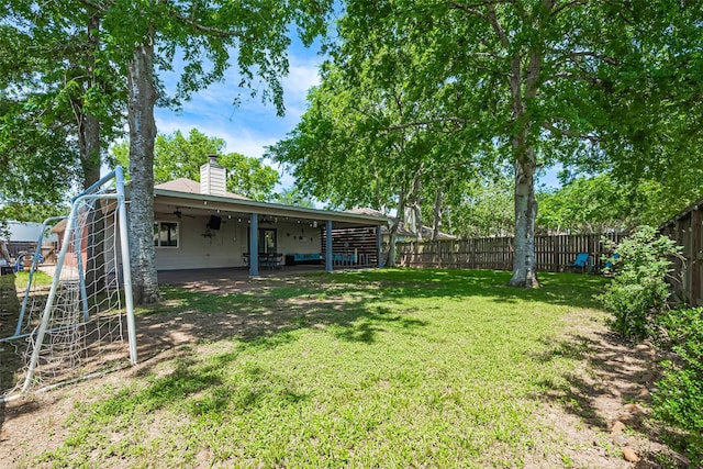 3207 Pheasant Trail Dr, Sugar Land, TX 77498 - view of yard featuring ceiling fan and a patio