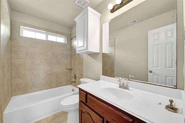2108 Asbury Ct, Pearland, TX 77581 - full bath featuring toilet, tile patterned floors, shower / washtub combination, and vanity