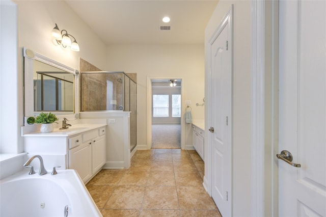 28015 Heritage Stream Dr, Katy, TX 77494 - full bath with vanity, a stall shower, and a jetted tub