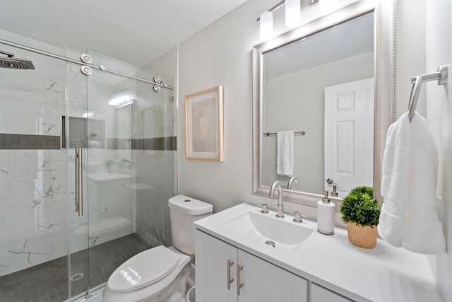 651 Bering Dr Unit 1406, Houston, TX 77057 - bathroom featuring toilet, a marble finish shower, and vanity