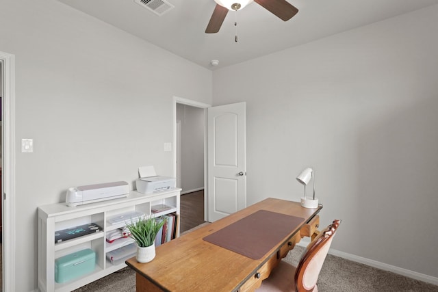 23522 Messina Harbor Dr, Katy, TX 77493 - carpeted office with a ceiling fan and baseboards