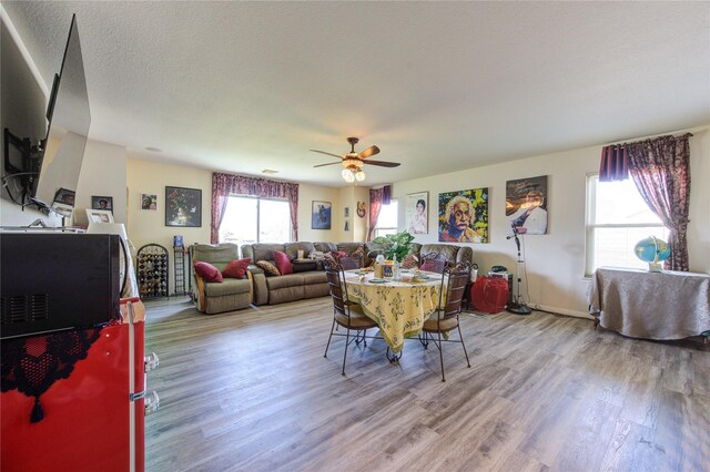 1414 Stevens Ct, Rosenberg, TX 77471 - dining room featuring wood finished floors and a ceiling fan