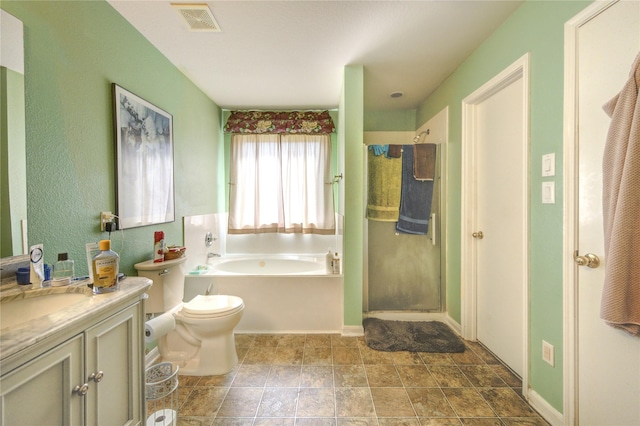 1414 Stevens Ct, Rosenberg, TX 77471 - full bath featuring a shower stall, vanity, a bath, and toilet